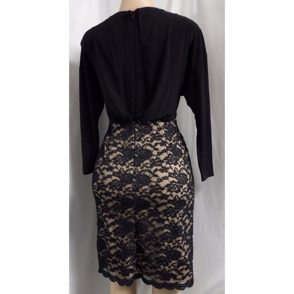 "COLDWATER CREEK" BLACK/BEIGE LACE SKIRT CAREER CASUAL SHEATH DRESS SIZE: 4 NWT - Picture 5 of 6